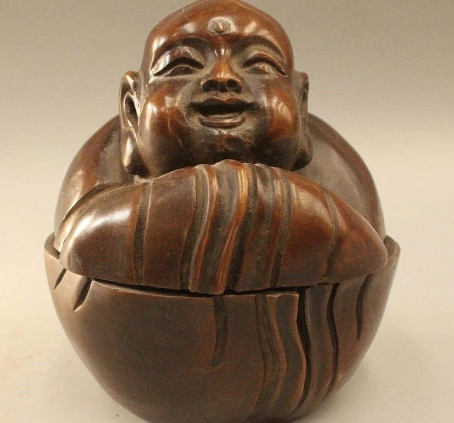 

5"Chinese Tibet Buddhism Bronze Amitabha Bonze Incense Burner Censer Statue