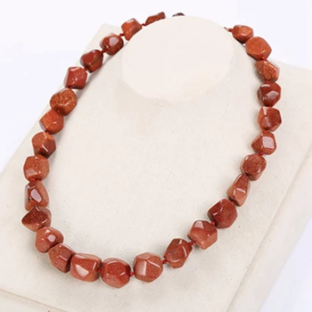 

3A Natural healing crystal Goldstone Big Necklace Unisex Classic Irregular Stone Symbols Reiki statement necklace crystal Choker