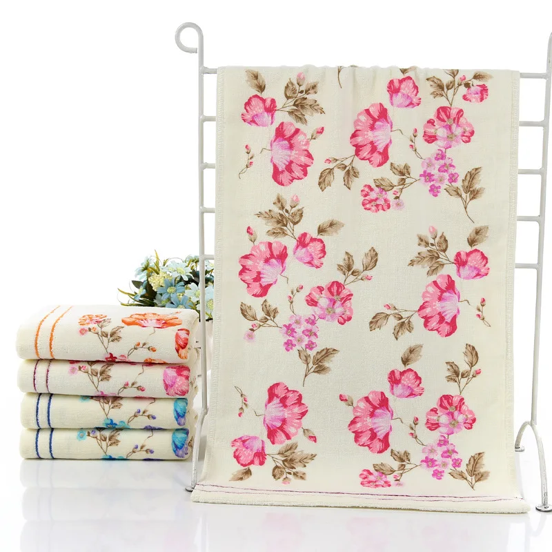 New Flower Printed Cotton Face Towel,Quality Pattern Bathroom Hand Towels,High Quality Beach Terry Towels,Petites Serviette Main
