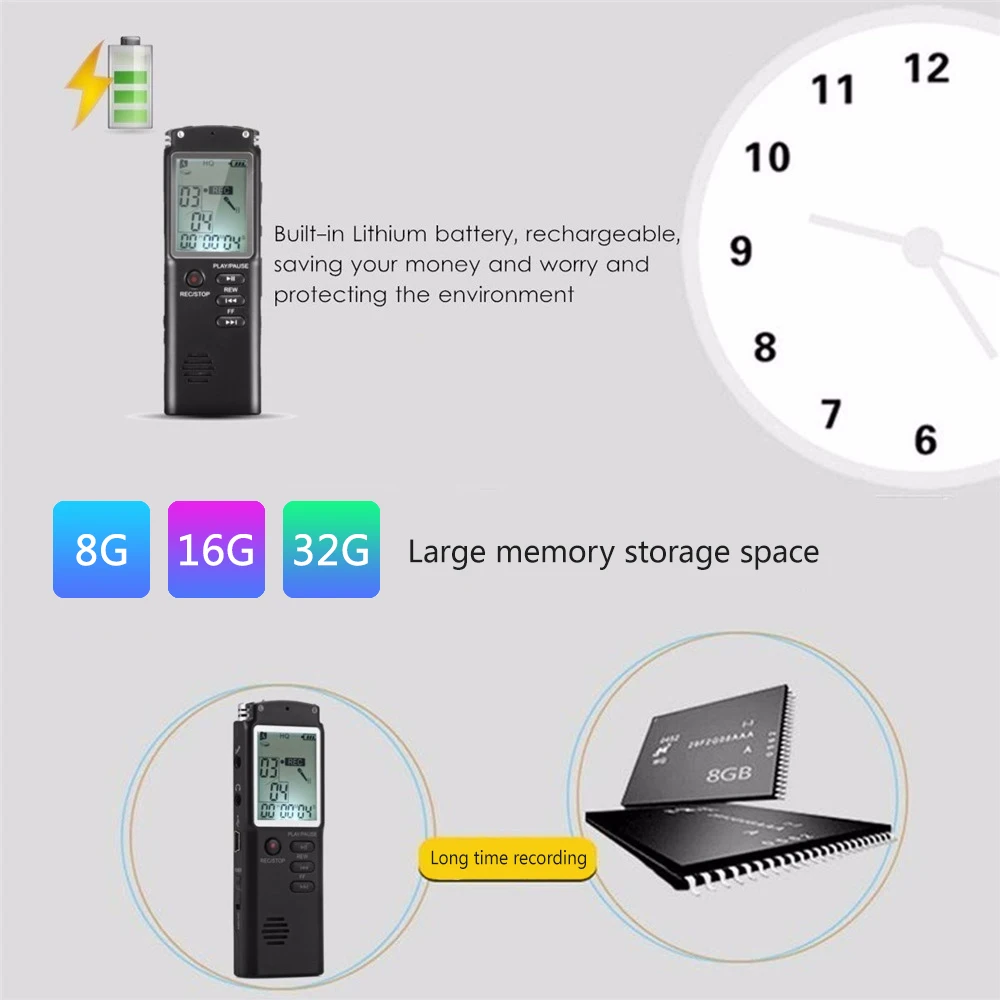 8GB 16GB 32GB Voice Recorder USB Professional 96