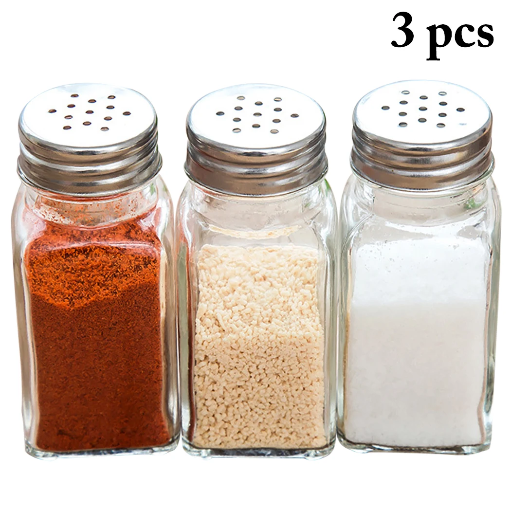 

New Spice Jar Pepper Shakers Barbecue Glass Cruet Condiment Bottles Seasoning Cans Salt Shaker Spice Container Kitchen Tools