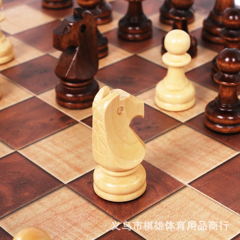 Board Game Magnetic Chess Set Wooden Chess 3-in-1 function Wooden International Chess Checkers Set Foldable Portable Kids Gift