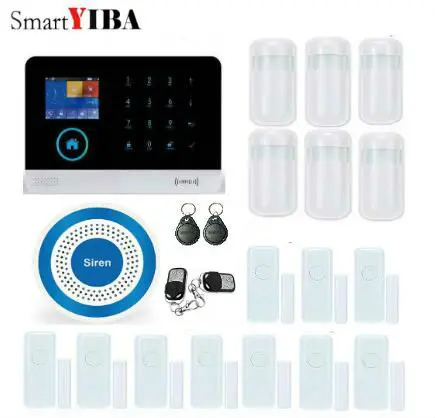 SmartYIBA Wi-Fi GSM Сигнализация приложение контроль домашней безопасности Система наблюдения сетевая ip-камера беспроводной датчик тревоги Alarmes комплект - Цвет: YB103422