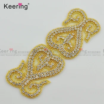 

8.5*5.8 cm Fancy Handmade Rhinestone Beaded Appliques For Clothing WRA-859