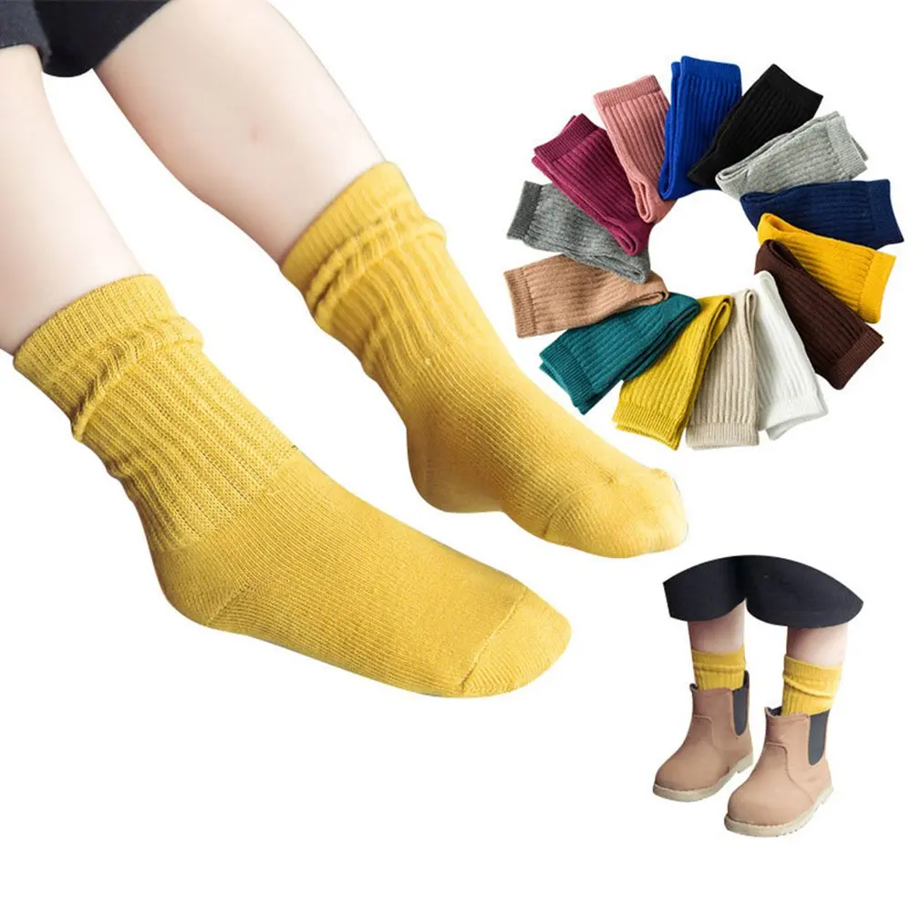 Гольфы для маленьких девочек милые Нескользящие носки принцессы для малышей яркие зимние теплые толстые носки - Цвет: M  yellow