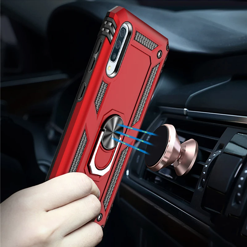

Shockproof Armor Ring Case For Samsung Galaxy A50 A70 A40 A30 A20 Stand Holder Car Ring Rugged Hard Back Covers Samsung A50 Case