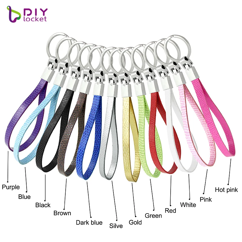 

Diylocket 10pcs Mix Color Snake Pu Leather Keychain Wholesale Jewelry LSBR054
