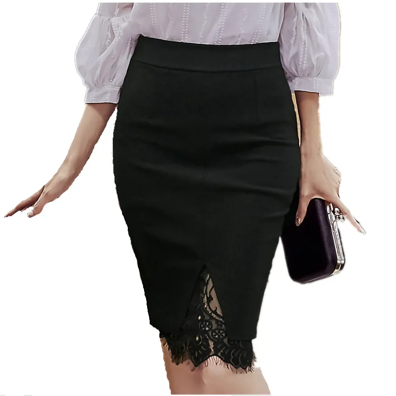 Aliexpress.com : Buy Sexy Lace Patchwork Stretchy Slim Office Skirt ...