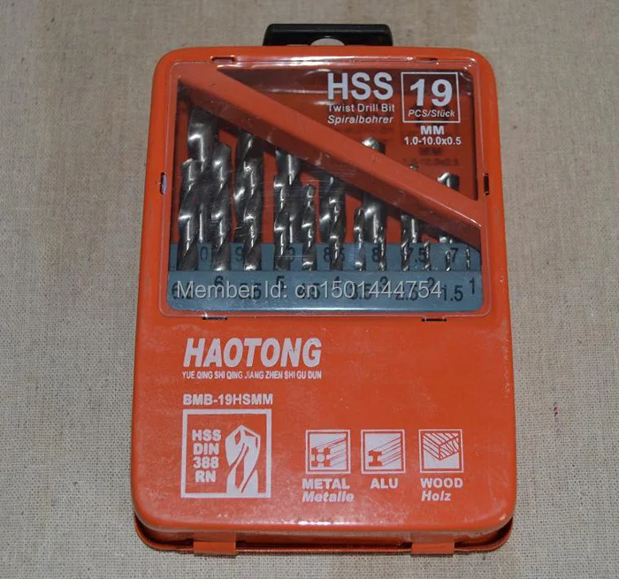 19 Pz/Set 1-10Mm New Hss Twist Drill Bit Legno Drill Punte Hss Drill Bit Con Scatola D'Acciaio Trasporto Veloce