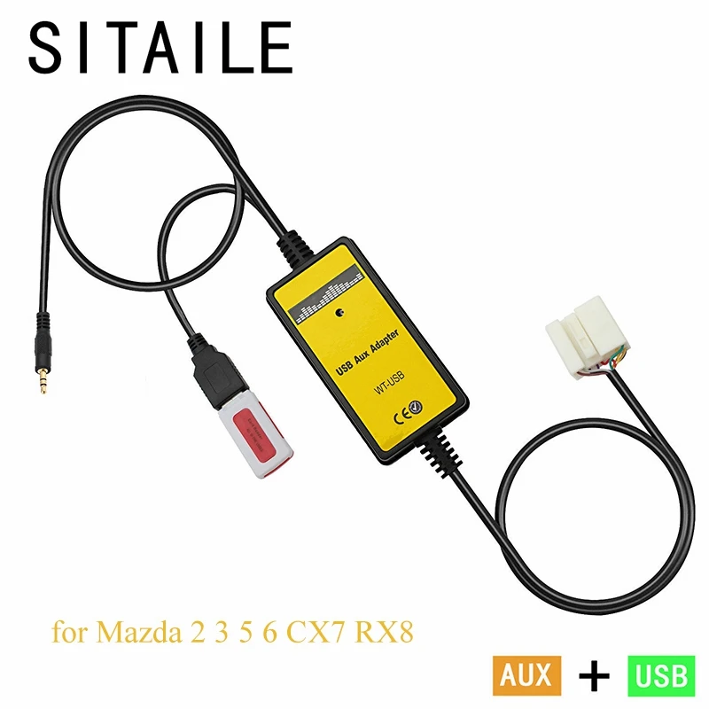 imágenes para Adaptador de coche USB AUX MP3 música reproductor de CD máquina de cambio para Mazda 2 3 5 6 MX-5 RX-8 MPV Interfaz car styling kit imágenes para Adaptador de coche USB AUX MP3 música reproductor de CD máquina de cambio para Mazda 2 3 5 6 MX-5 RX-8 MPV Interfaz car styling kit
