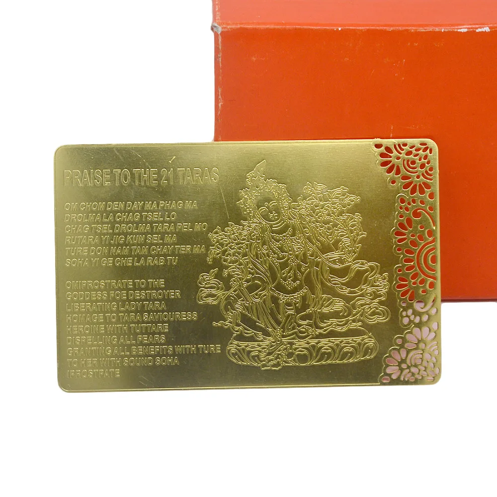 Фэн шуй хвалю 21 Tara Gold Card W красный браслет W3670|Статуэтки и миниатюры| |