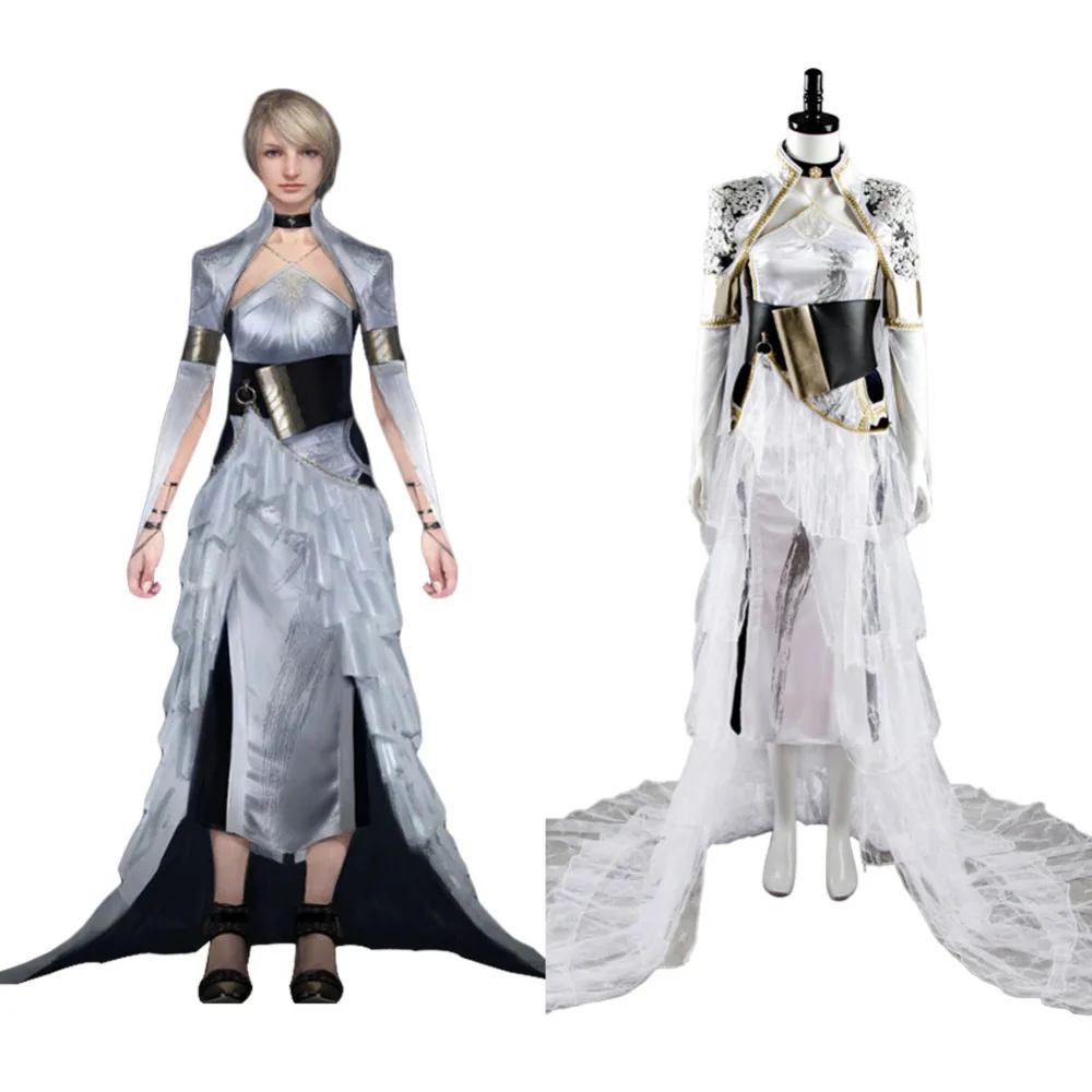 Final Fantasy XV Косплей Lunafreya Nox флюрей косплей костюм красивое белое платье Хэллоуин