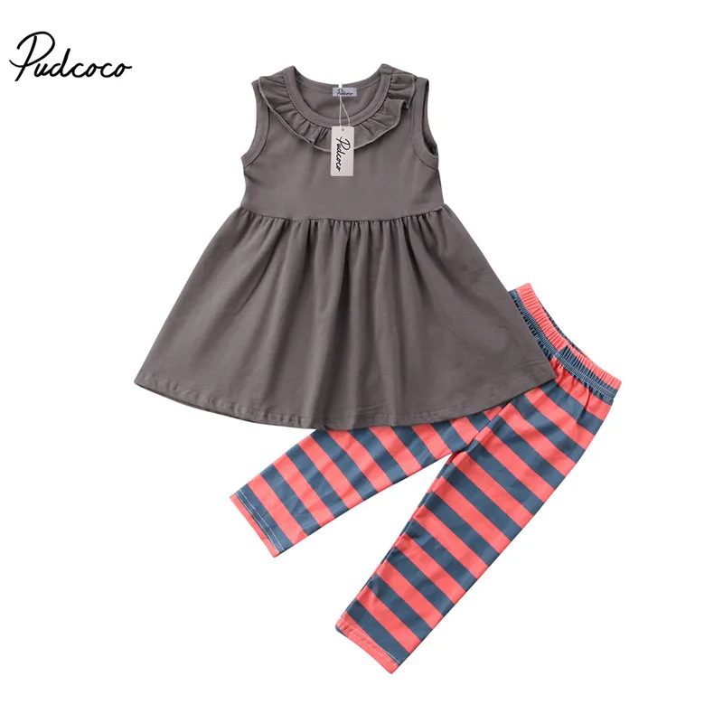 2018 Casual Toddler Kids Baby Girls Clothing Sets 2Piece Suits T shirt