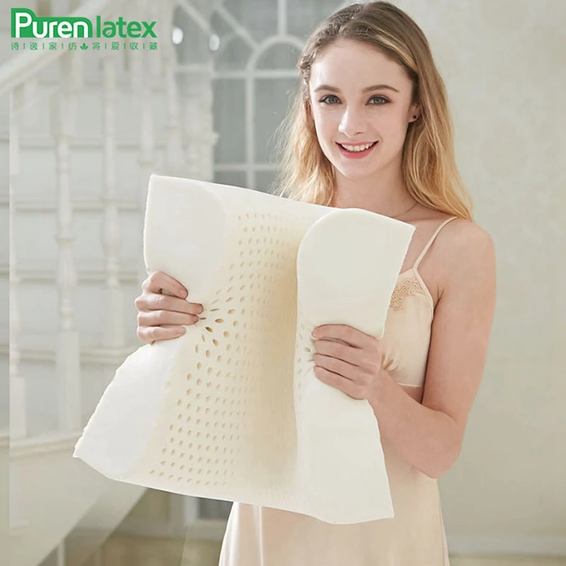 Purenlatex из белого латекса с рисунком розы взрослых изогнутые волна чистый натуральный Подушка с защитой для шеи позвонка Массаж латекса
