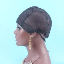 Быстрая Hairnets Средний размер черный цвет 5 шт./партия парик Кепка изготовление ткачество парики с регулируемым ремешком на спине