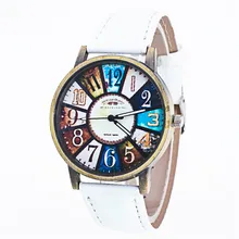 Newest classical Cheap amazing hot wonderful Fashion Harajuku Graffiti Pattern Leather B Analog Quartz Vogue Wrist Watch P*21