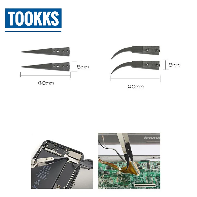 JM-T10-12 антистатические ESD пинцет из нержавеющей стали прецизионные пинцеты с изогнутой/прямой пластиковой головкой для ремонта материнской платы