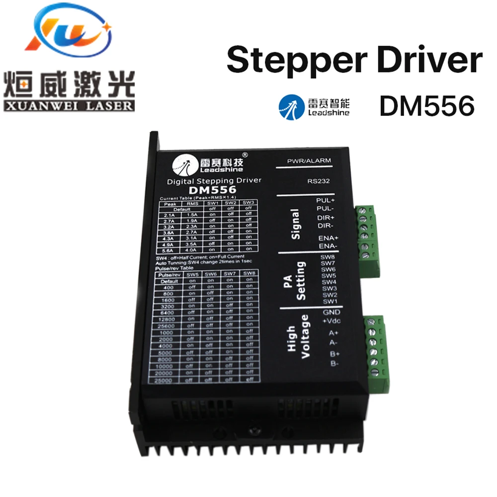 

Leadshine 2 Phase Stepper Driver DM556 20-50VAC 0.5-5.6A Suitable for NEMA 17/23