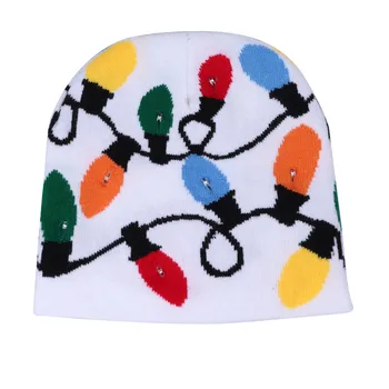

DA XIN Unisex Warm Skull Cap LED Light Up Beanie 3 Modes Flashing String Lights Knit Hats for Christmas