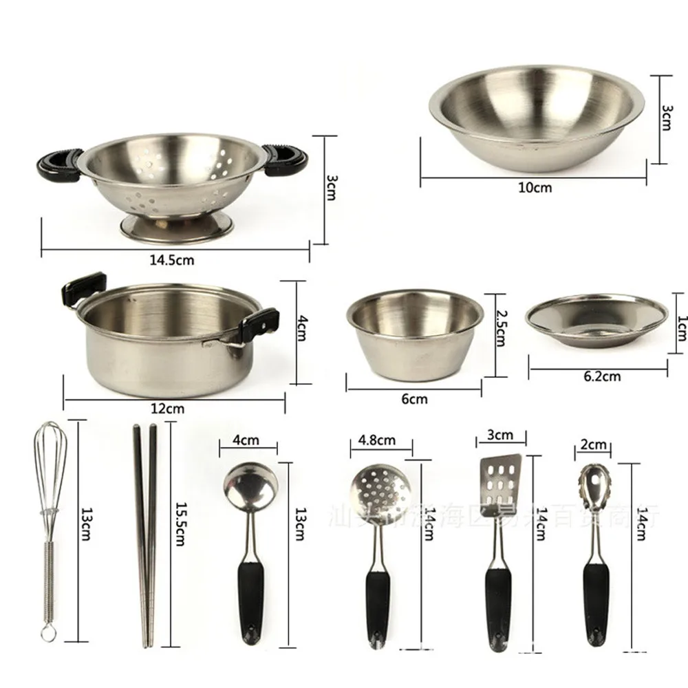 Детские забавные kitchenToy 1 шт. компл.. 20 шт. нержавеющая сталь Pots кастрюли кухонная посуда серебро Миниатюрная игрушка ролевые игры подарок