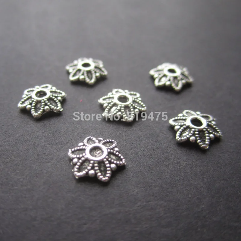 

50pcs/lot Zinc Alloy Antique Silvercolor Bead Caps Fit 8mm BeadsJewelry Findings Making End Caps P26