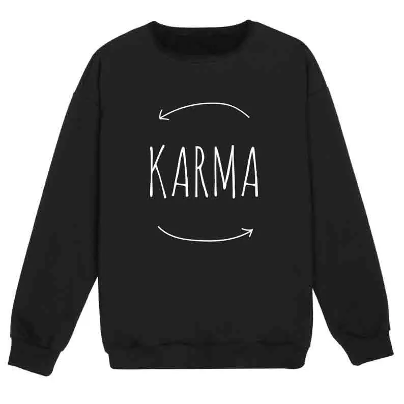 

Sugarbaby New Arrival Karma Sweatshirt Tumblr Hipster Swag Grunge Kale Goth Punk Jumper Long Sleeved Fashion Sweatshirt