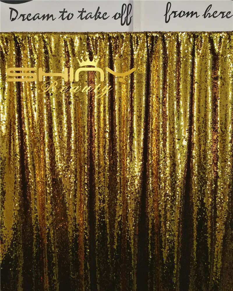 ShinyBeauty 2 шт. золотой и черный занавес фон 6x9FT Русалка блесток ткань для