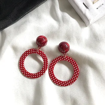 

Geometric Red Round Resin Sweet Earring