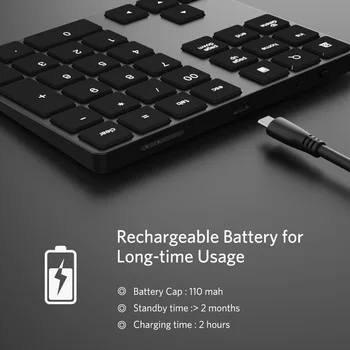 

Bluetooth Number Pad Keyboard Numeric Mini 34 Keys Aluminum Alloy for iOS Android HJ55