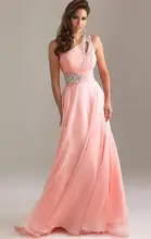 Vestido De Festa Longo Pink Formal Long Evening Dresses 2017 New Arrival One Shoulder Chiffon Robe De Soiree Abendkleider OL330