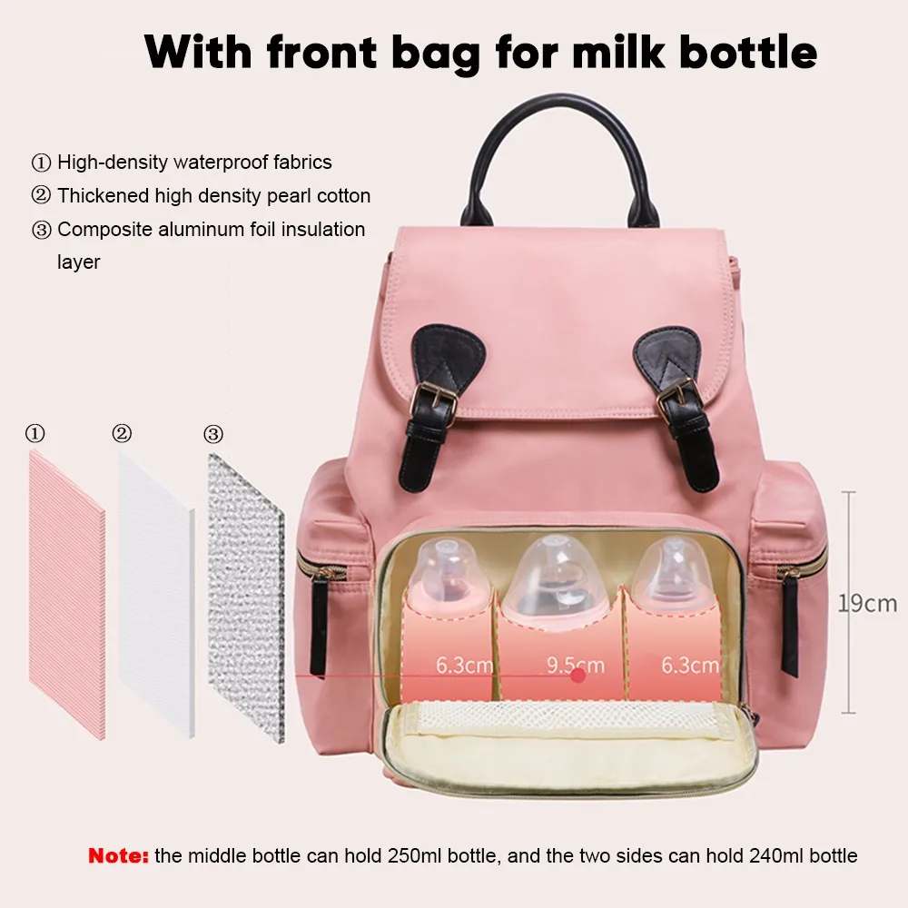 Большая вместительная сумка для подгузников, водонепроницаемые сумки для подгузников, рюкзак для мамы, детский органайзер, сумки для мам, рюкзак для путешествий, розовый