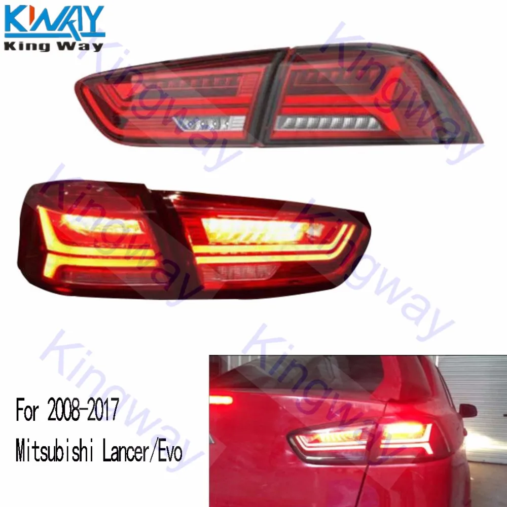 

FREE SHIPPING - King Way - RED CLEAR LED Brake Lamps Tail Lights For 2008-2017 Mitsubishi Lancer/Evo X LED