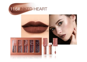 

50Sets/Lot Pudaier 5 Color Lip Gloss Matte Liquid Lipstick Set Nude Brown Chocolate Rose lipstick kit Matte lips Waterproof