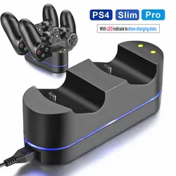 Yoteen для PS4 контроллер Зарядное устройство для sony PS4/PS4 Pro/PS4 тонкий DualShock 4 Charging Dock Dual USB светодиодный индикатор станции