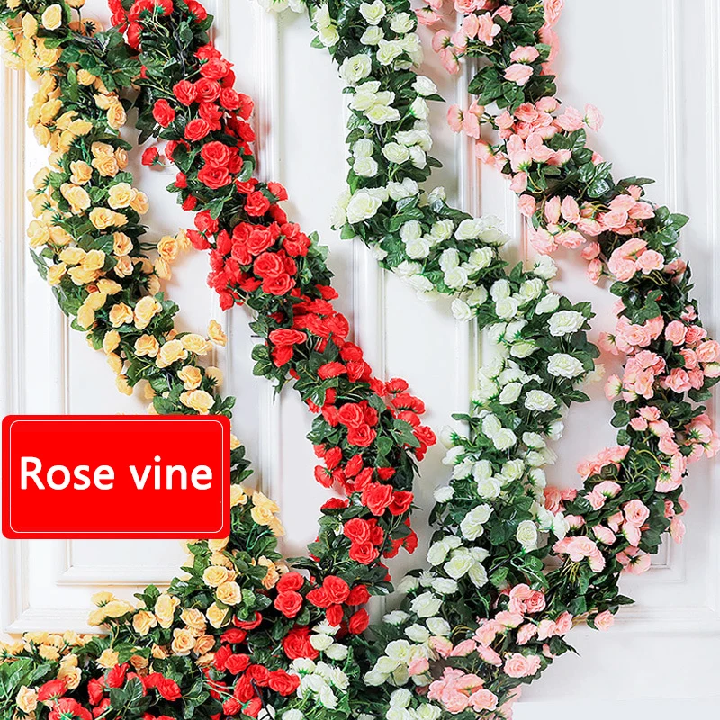 

Fake flower rattan Rose vine Water pipe Loft Flower vine Air conditioning Decoration 1 piece Simulation Vine