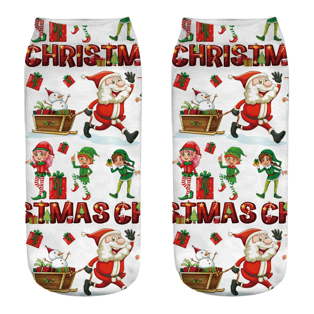 Новые рождественские носки с 3D принтом забавные Мужские Носки с рисунком лося снеговика Санты соккен с низким вырезом унисекс на лодыжке Xmas Sox Calcetines hombre