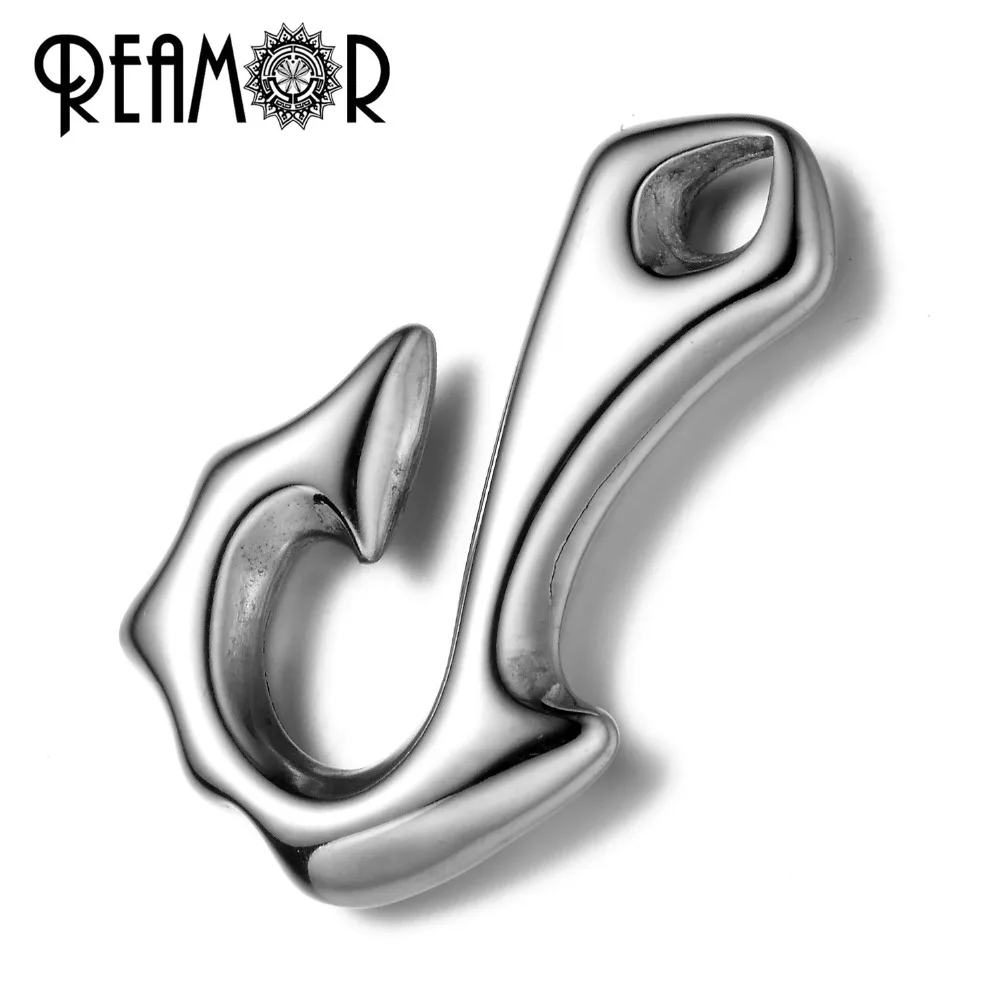 

REAMOR 316L Stainless steel Irregular Ferry Hook Pendant Fit Men Leather Bracelet Connectors Charms & Necklaces Jewelry Making