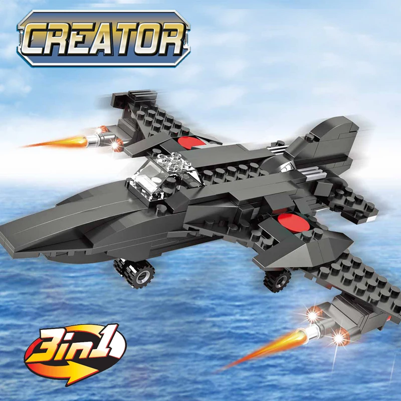 

Zhorya 231PCS Creator Building Blocks High-Tech Era Air Combat Fighter 3in1 Enlighten Bricks For Kids Boys Legoingly Toys Gift