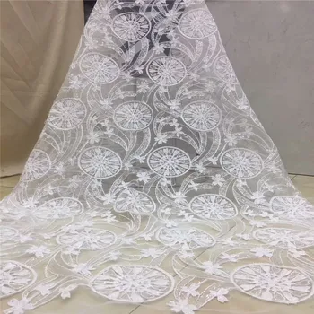 

French Nigerian Laces Fabrics High Quality Tulle African Laces Fabric Wedding African French Tulle Lace with sequins dp13-76