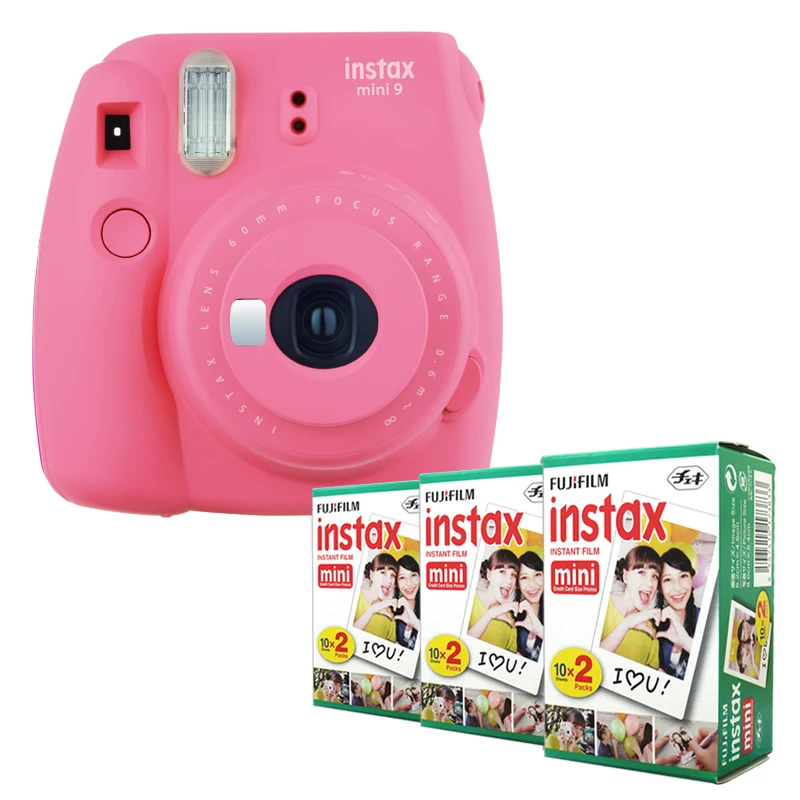 Fujifilm Instax Mini 9 Фламинго розовая мгновенная камера+ Fuji 60 пленка Обычная фотография белый край изображения