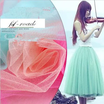 

10yards/lot Soft tulle fabric netting cloth solid color 160cm wide 100% polyester mesh ground tutu skirt roll for wedding dress