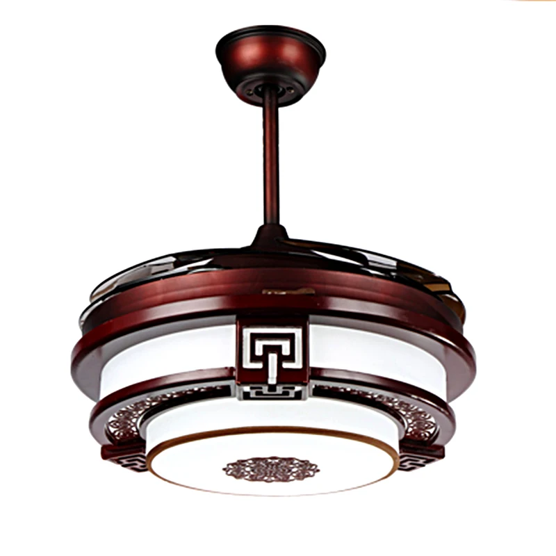 

Ceiling fan Chinese stealth fan lamp ceiling fan lamp LED solid wood dining room bedroom retro household electric FS18