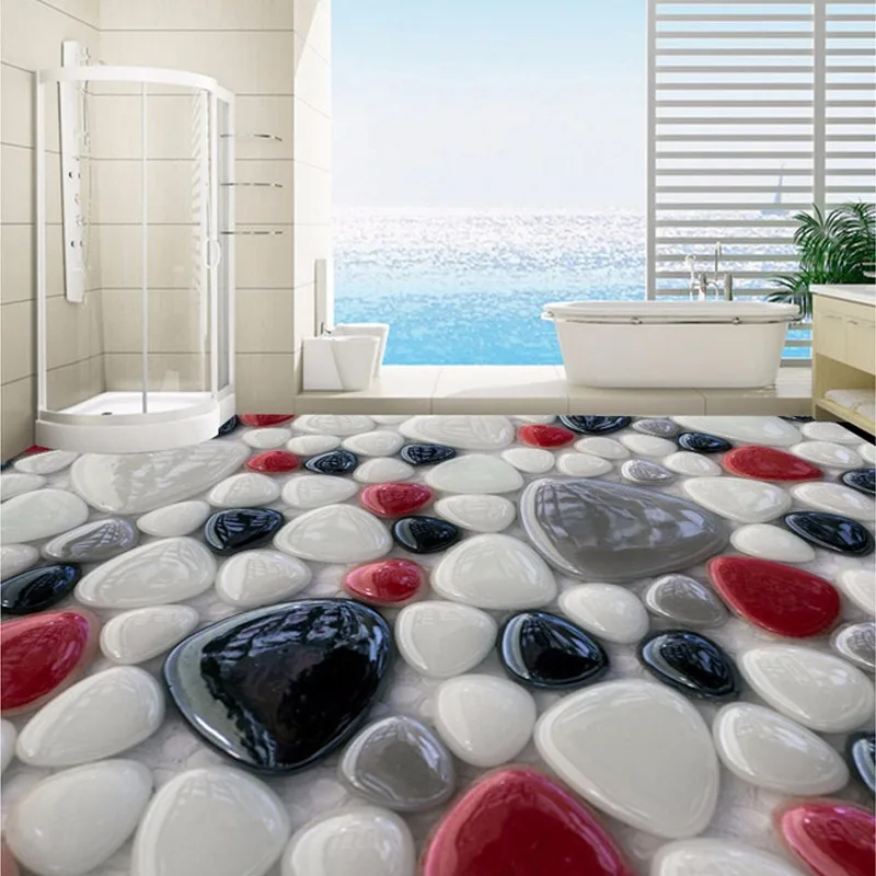 Modern-Style-White-Red-Black-Gray-Cobblestone-Murals-Floor-Wallpaper-For-Bathroom-3D-Room-Wall-Papers