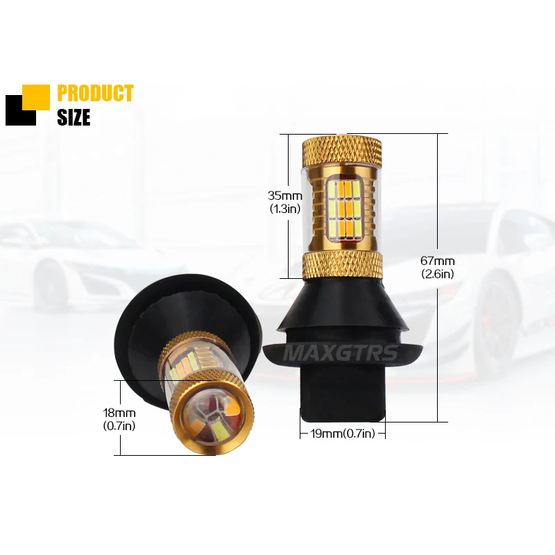 2x T20 7440 двухцветные 54SMD 4014 белые/ледяные синие и янтарные светодиодные лампы для
