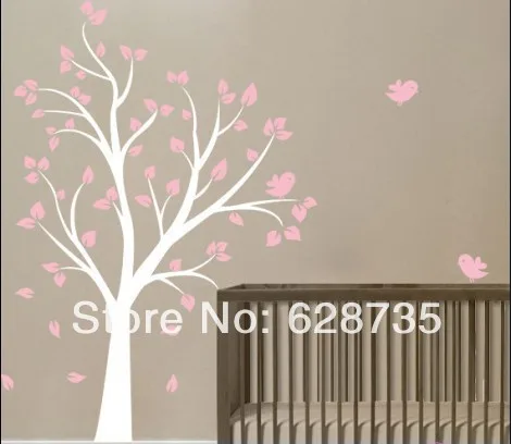 Большой размер 180 см x 130 см виниловое дерево и Птицы стикер на стену-красивые настенные наклейки на дерево декор для детской комнаты