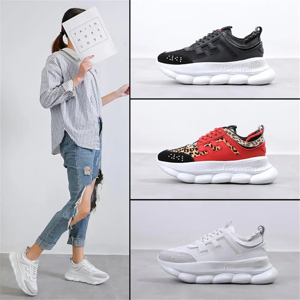 

2019 Casual Shoes Women Platform Sneakers Lace-Up Sewing Med Wedges Shoes for Women Zapatillas Mujer Flock White Black Red Color