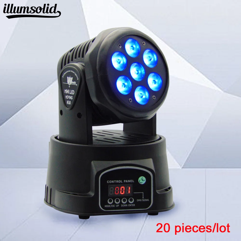 

20pieces/lot china LED led wash mini moving head light 7x12w rgbw 4in1 leds advanced DMX 9/14 channels dj band lights