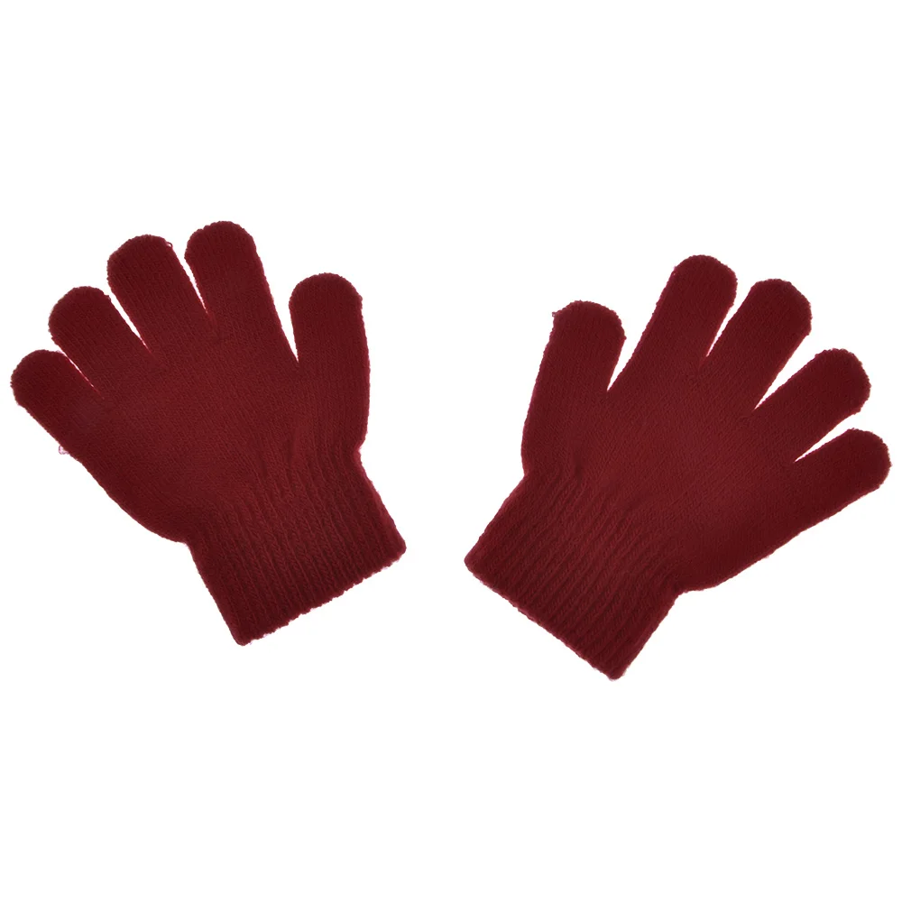 Детские зимние теплые полные митенки для пальцев Акриловые мягкие однотонные вязаные детские перчатки