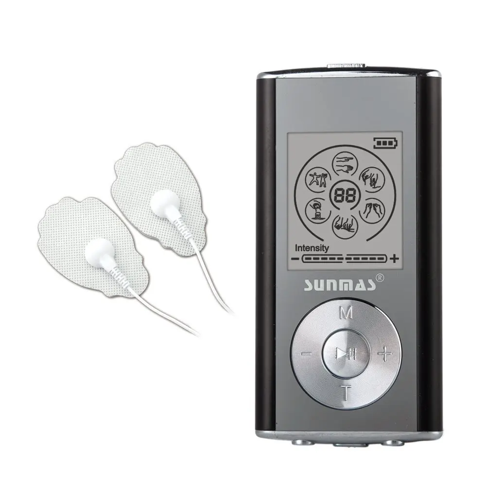SUNMAS Sm9128 Body Electronic Muscle Stimulator Mini TENS Therapy Unit Back Neck Leg Pain Relief Massager (Black)