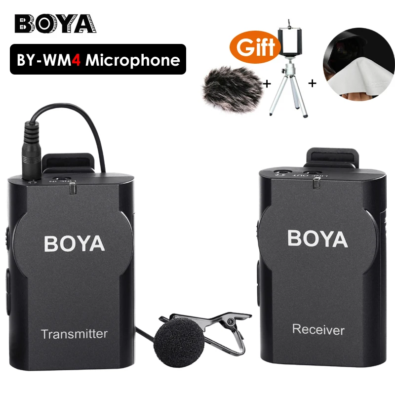 

Boya BY-WM4 Wireless Lavalier Microphone System For Canon Nikon Sony Panasonic DSLR Camera Camcorder Iphone Android Smartphone